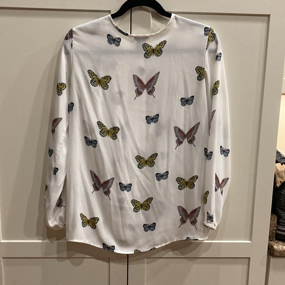 Ann Taylor Y2K White Ruffle Butterfly Blouse; Size XS - Picture 5 of 7